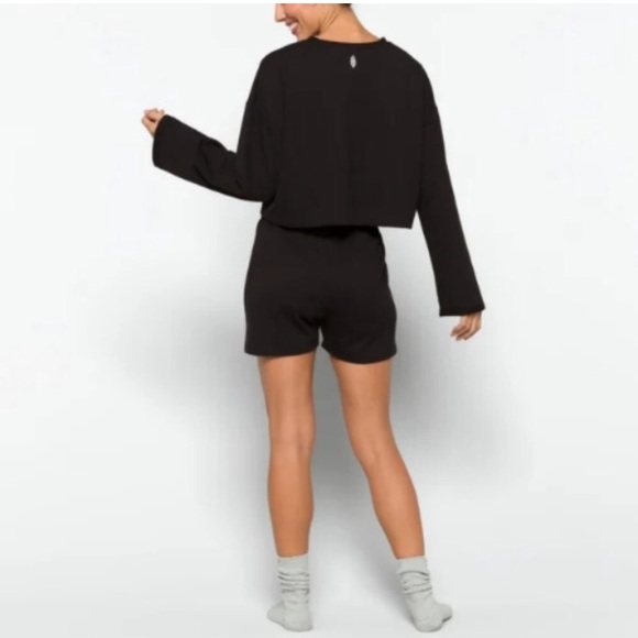 Free People 2 Piece Set, Sunny Set Athleisure Lounge Cropped Sweatshirt & Shorts - Picture 6 of 11